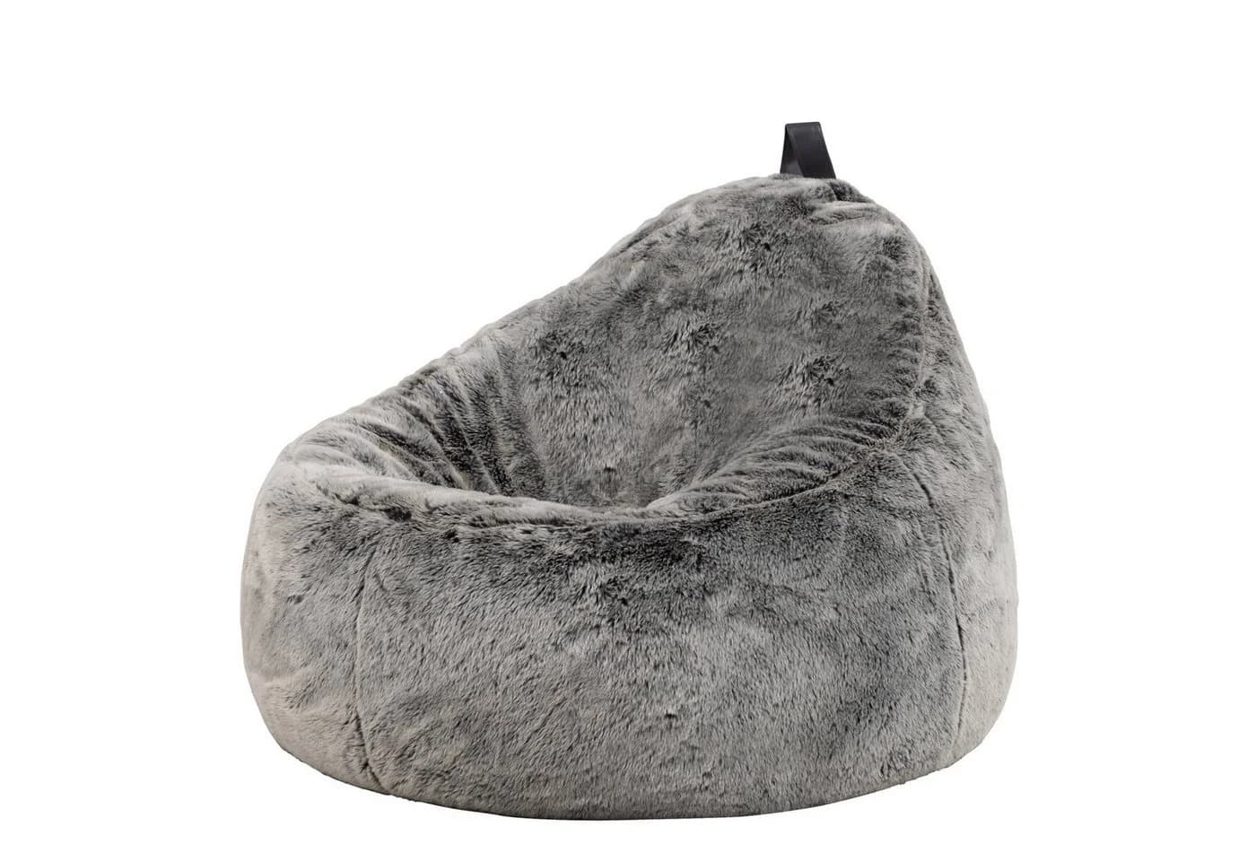 icon Sitzsack Sessel Kunstfell Flauschig Kokon Grau - Bild 2