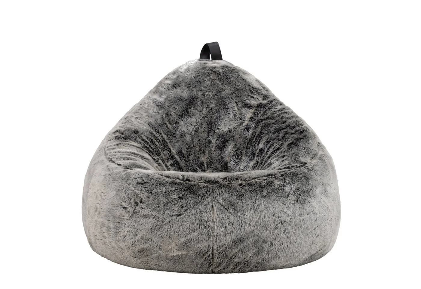 icon Sitzsack Sessel Kunstfell Flauschig Kokon Grau - Bild 4