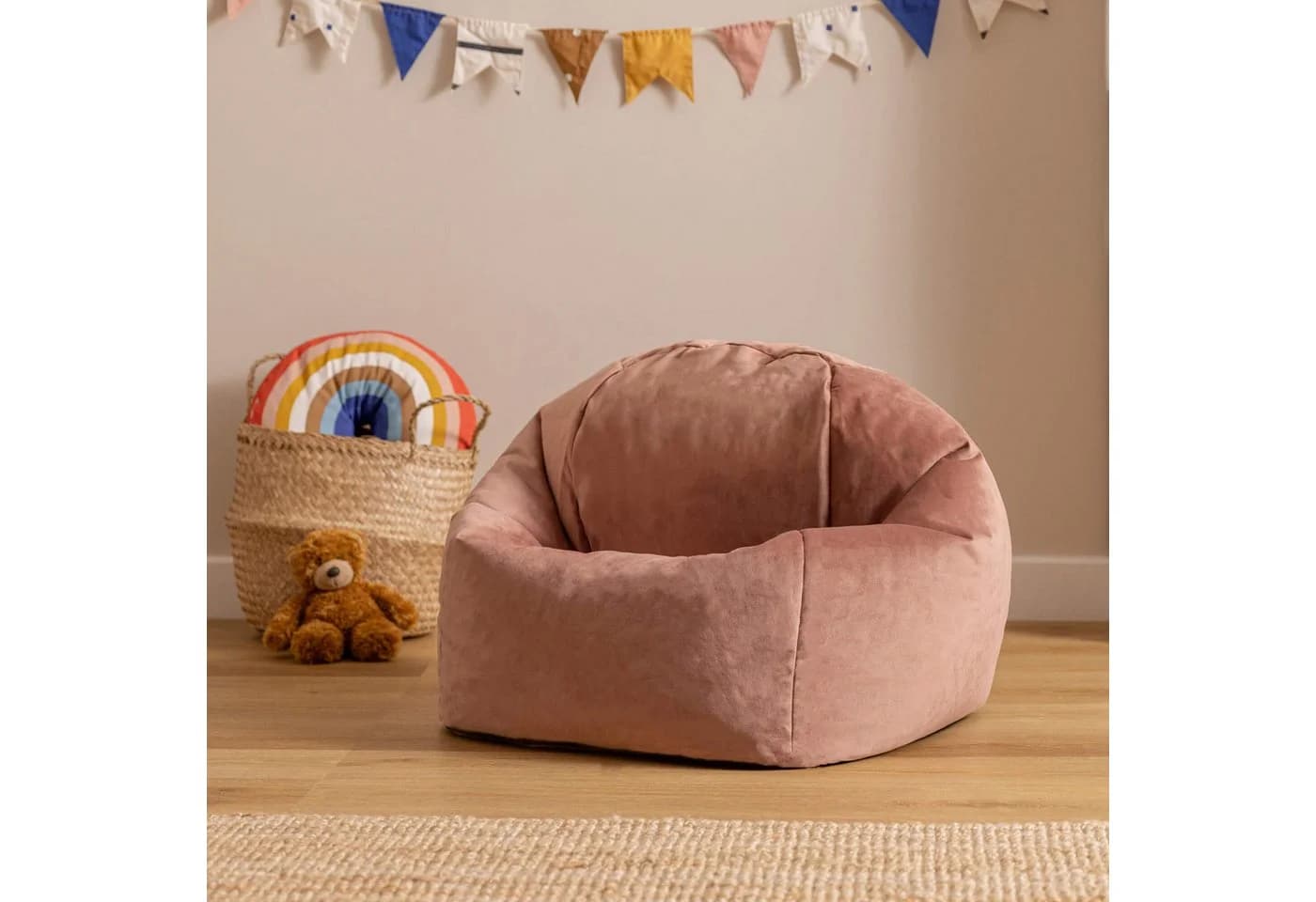 icon Kinder-Sitzsack Rosa Samt mit Füllung - Bild 3