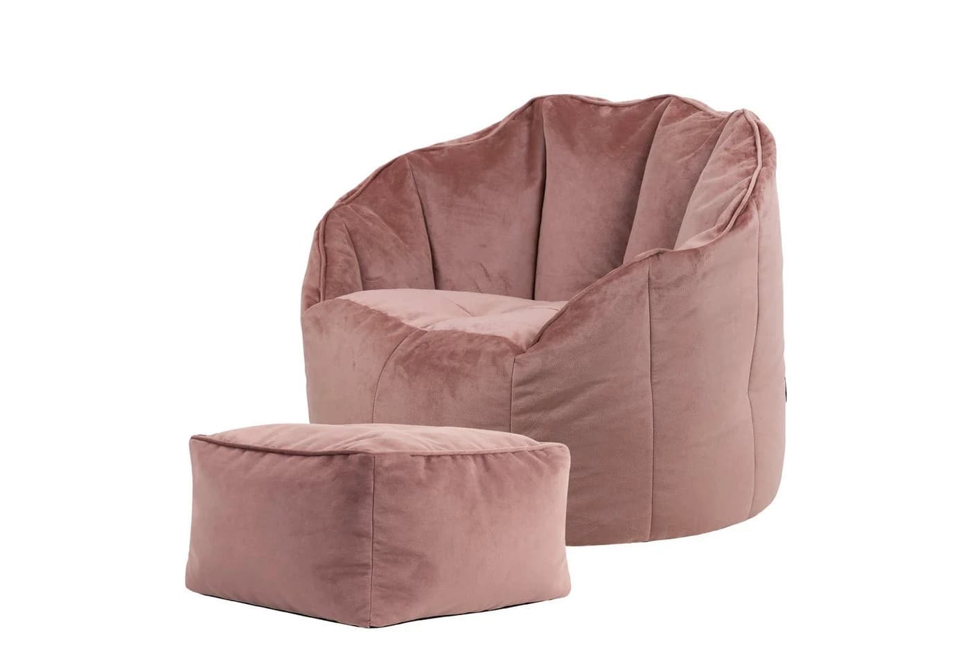 icon Sitzsack Sessel Sirena Rosa Samt mit Hocker XXL - Bild 2