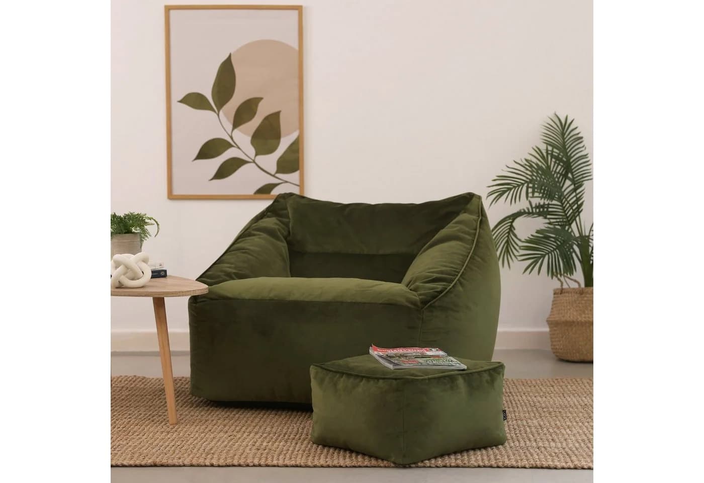 icon Sitzsack Riesen Sessel aus Samt „Natalia“ mit Hocker - Bild 3