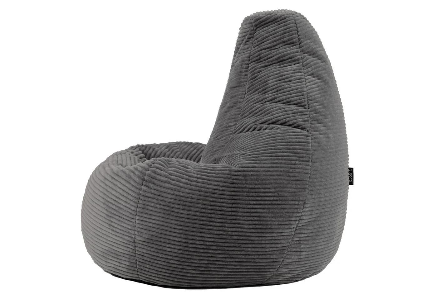 Icon Dalton Sitzsack Sessel mit Rückenlehne Cord Anthrazitgrau XXL - Bild 5