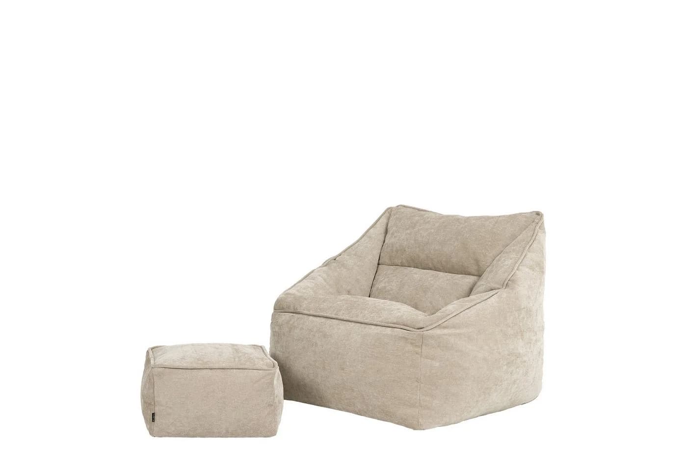ICON Sitzsack Sessel „Natalia“ mit Hocker Chenille Beige - Bild 2