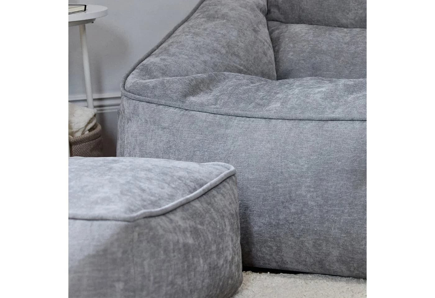 ICON Sitzsack-Set Natalia Chenille Grau mit Hocker - Bild 4