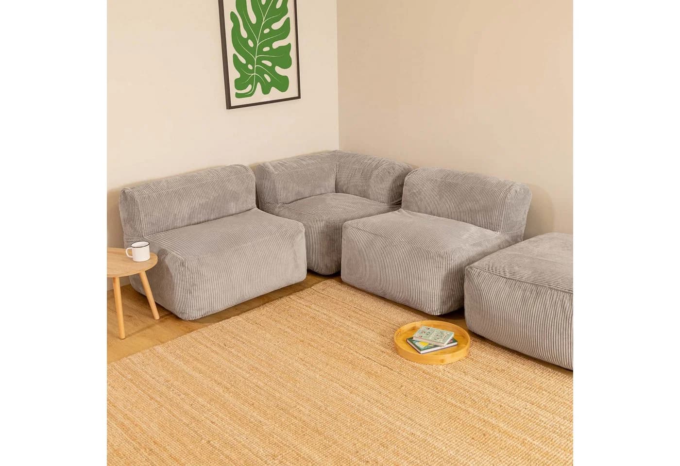 icon Modulares Ecksofa Zen 4-tlg. Cord Grau Schaumstoff - Bild 3