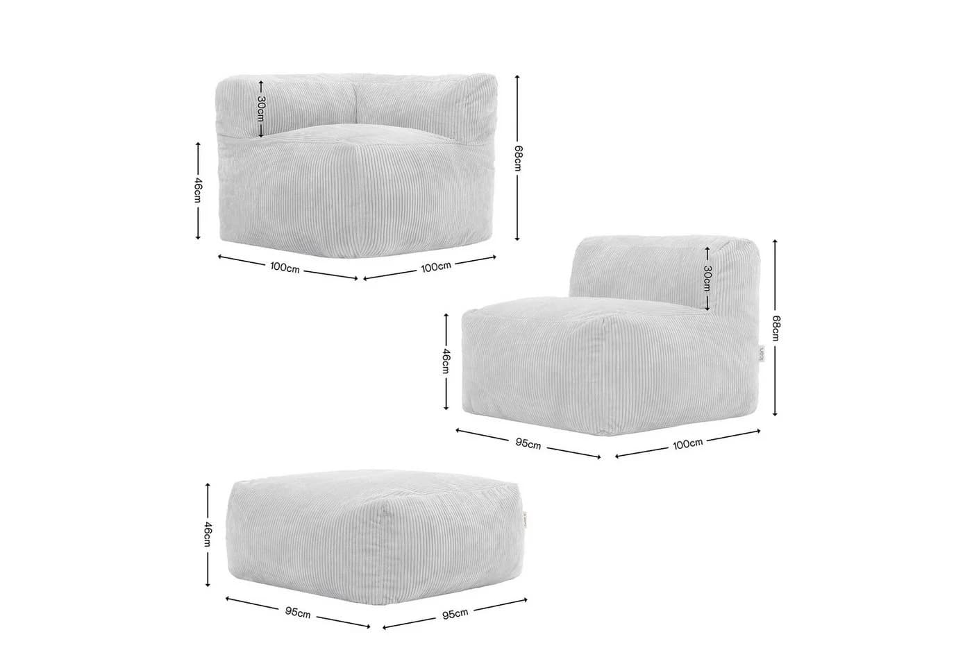 icon Modulares Ecksofa Zen 4-tlg. Cord Grau Schaumstoff - Bild 5