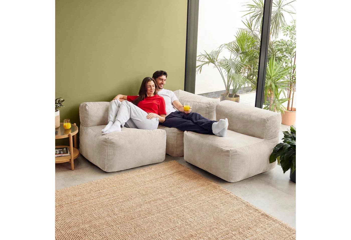 icon Zen Modulares Ecksofa 3-Sitzer Cord Flauschig