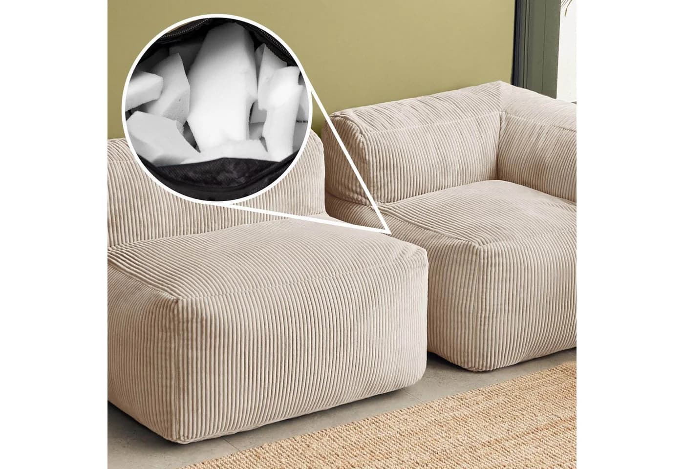 icon Zen Modulares Ecksofa 3-Sitzer Cord Flauschig - Bild 4