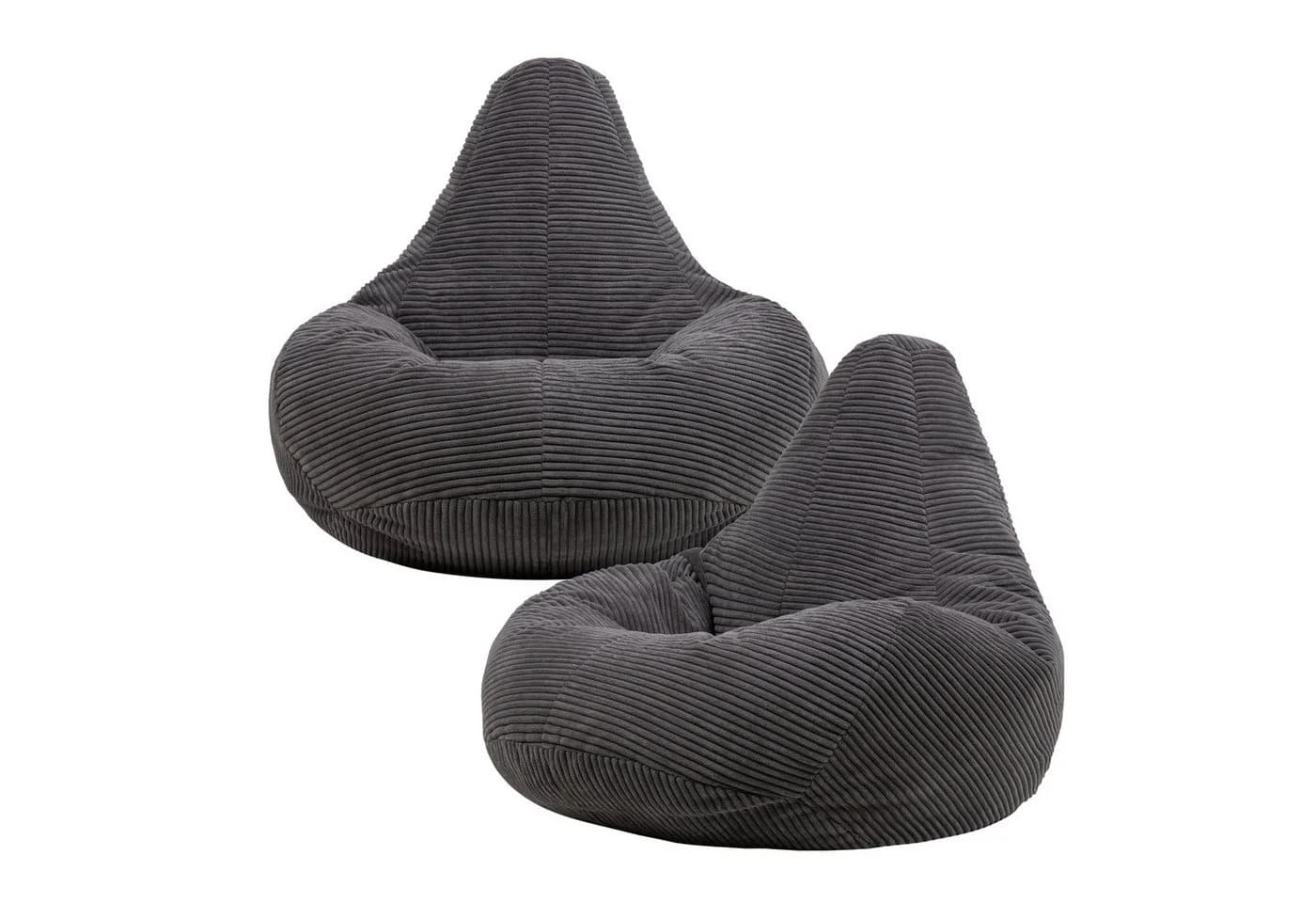 Icon Dalton Sitzsack 2er Set mit Rückenlehne Cord Blau - Bild 2