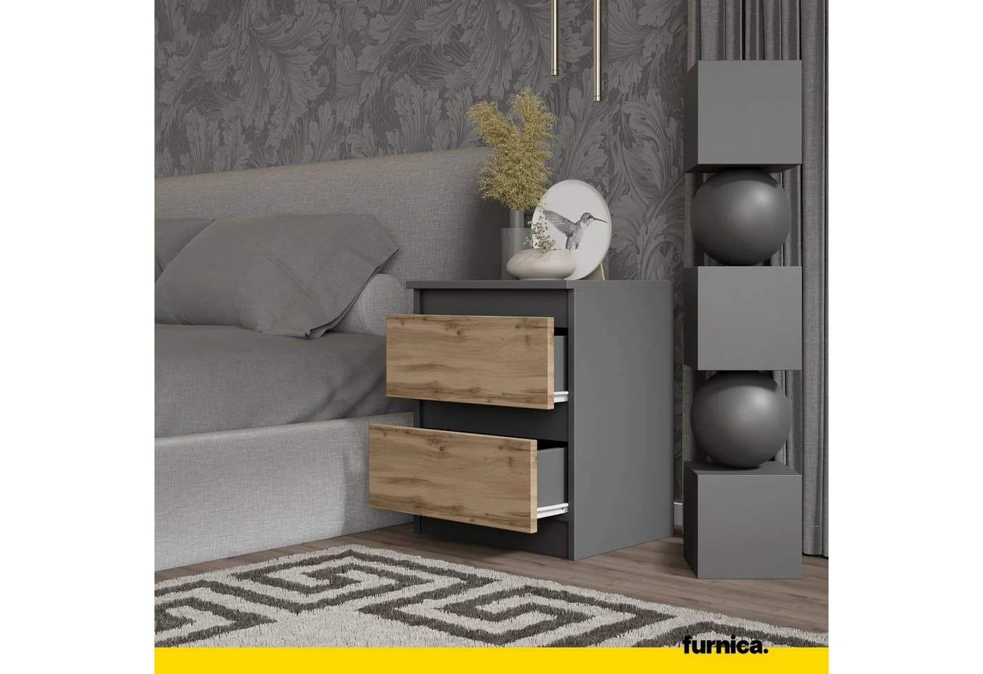 Furnica Nachttisch 2er-Set BIG G Nachtschrank mit 2 Schubladen
