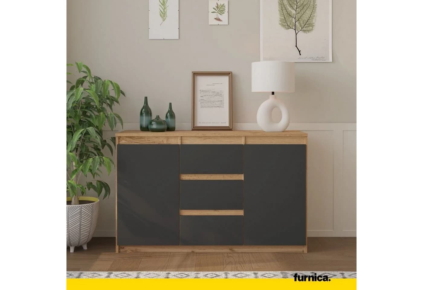 Furnica Kommode MIKEL, 3 Schubladen und 2 Türen - Votan Eiche - Bild 3