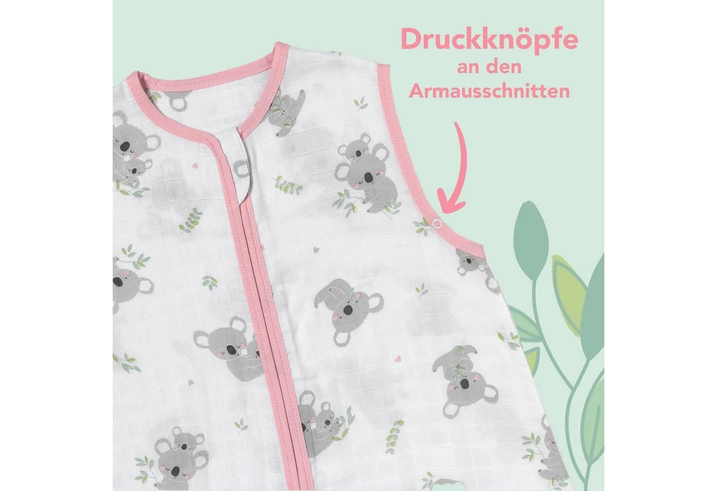 Schlummersack Babyschlafsack Musselin Rosa 0.5 TOG OEKO-TEX