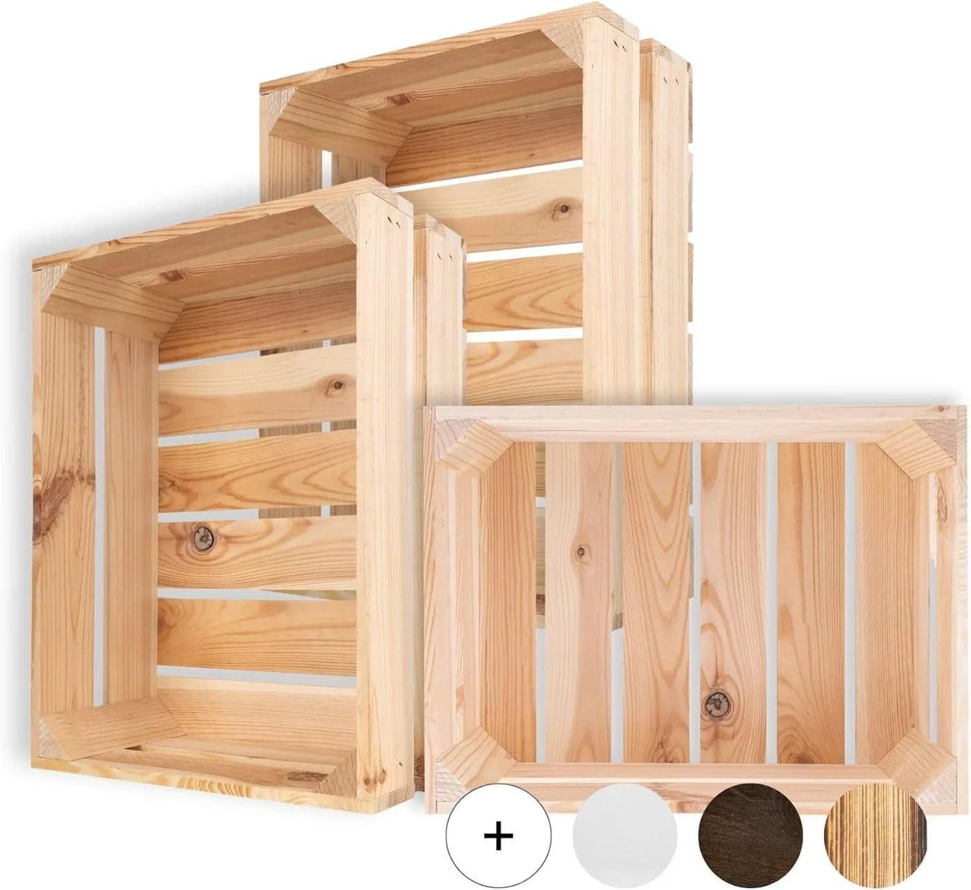 Creative Deco 3er Set Holzkiste Rustikal Natur Schwarz Weiß Grau - Bild 2