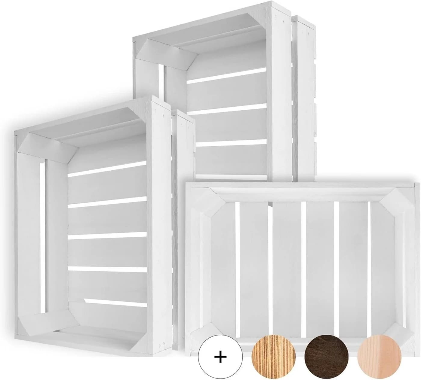Creative Deco Holzkiste 3er Set Weiß Rustikal - Bild 2
