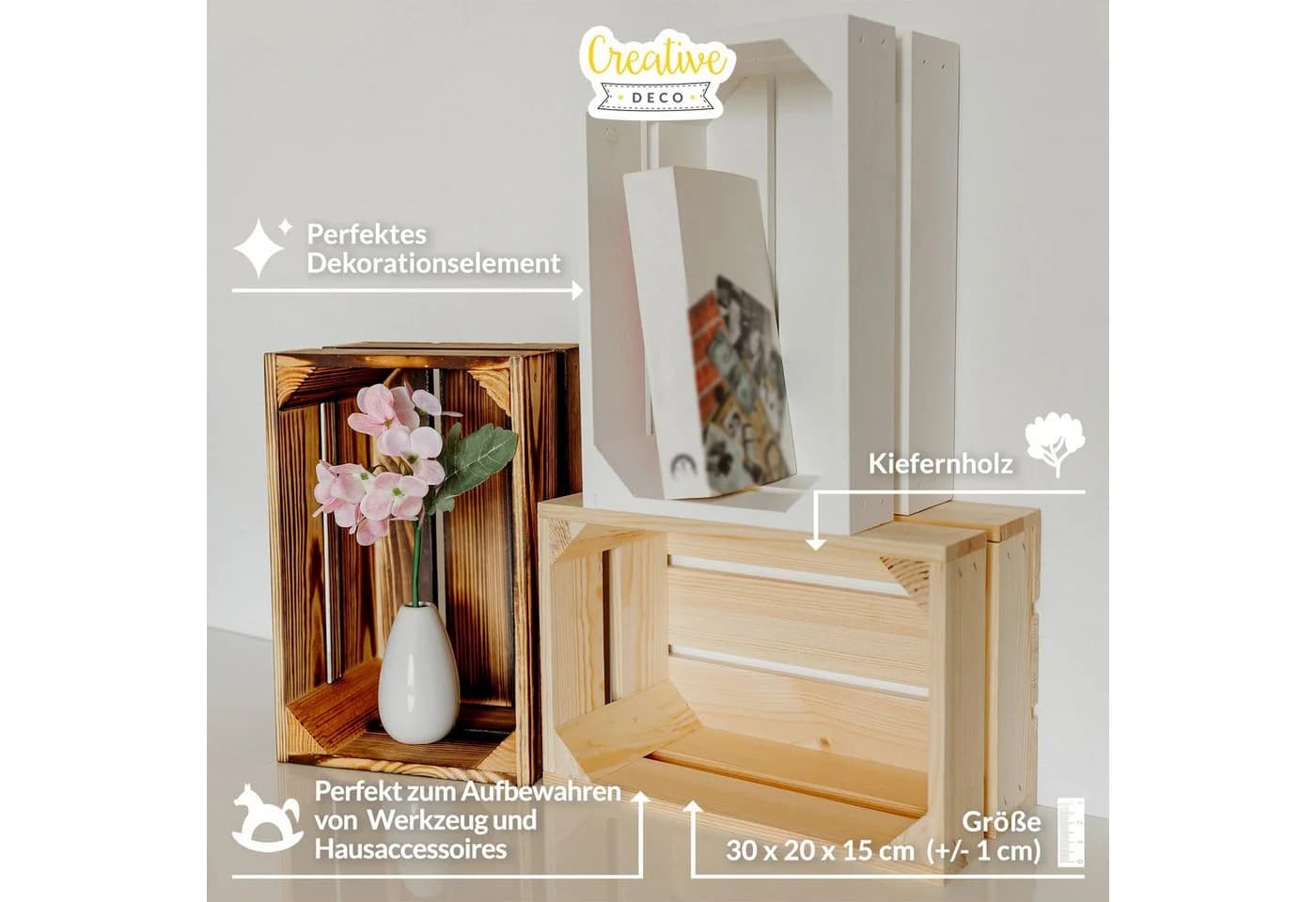 Creative Deco Holzkiste 3x Set Obstkiste Holz Rustikal - Bild 4