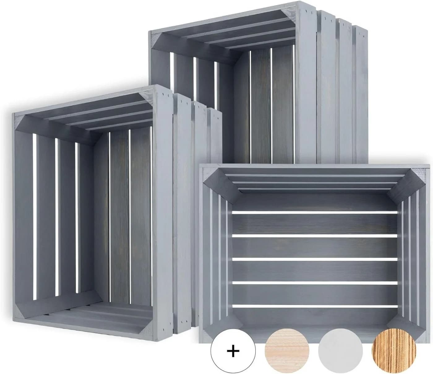 Creative Deco Holzkiste 3x Weinkisten Set Grau Rustikal - Bild 2