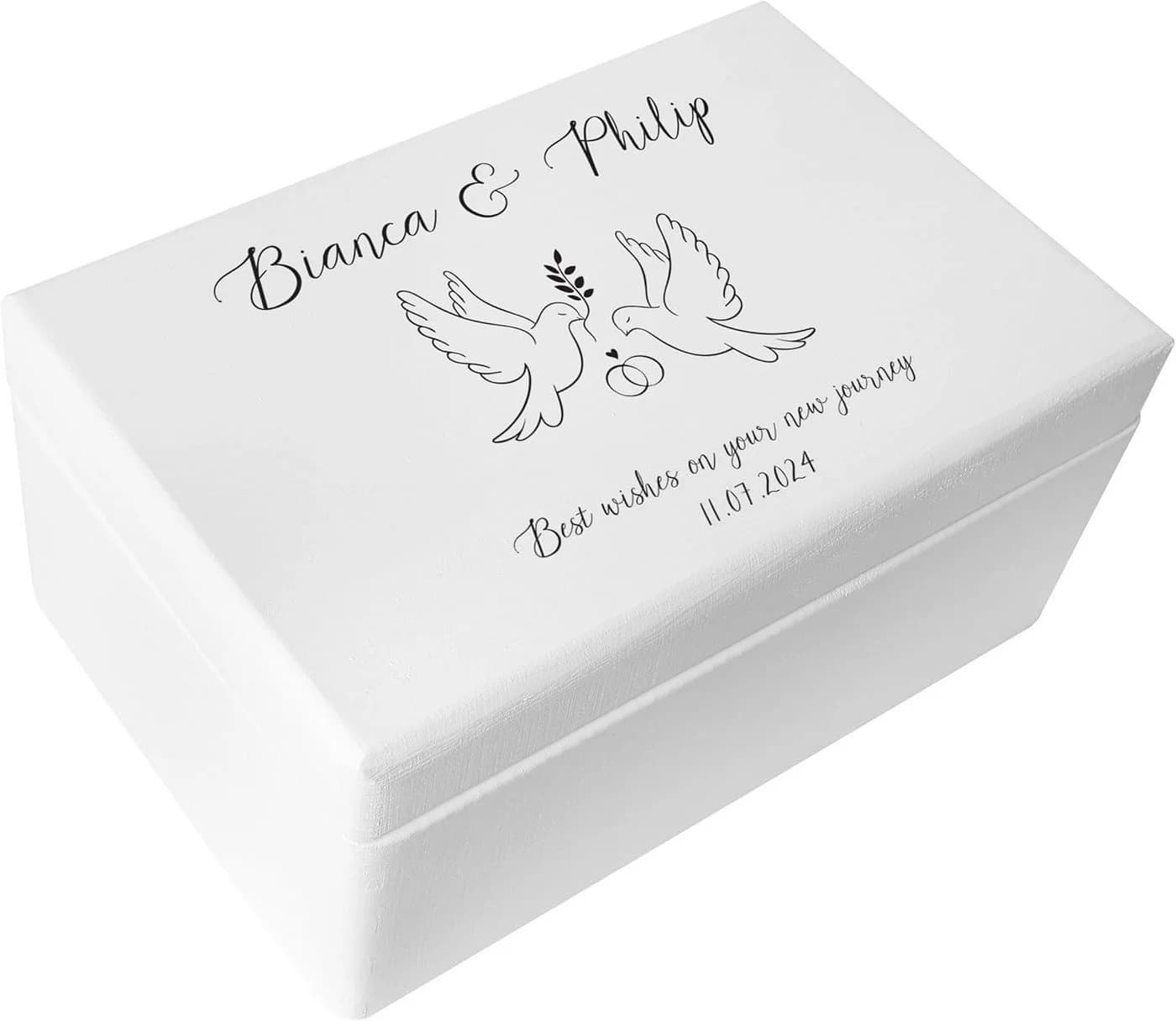 Creative Deco Holzkiste Weiß Personalisierbar Hochzeitsgeschenk