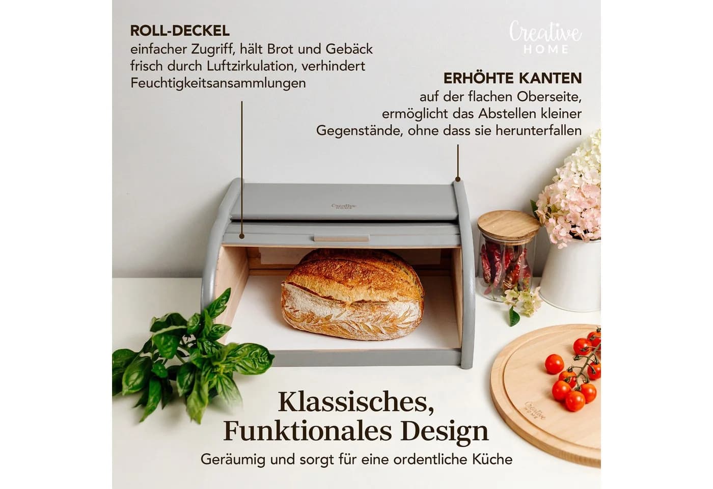 Creative Home Brotkasten Holz mit Rolldeckel - Bild 5