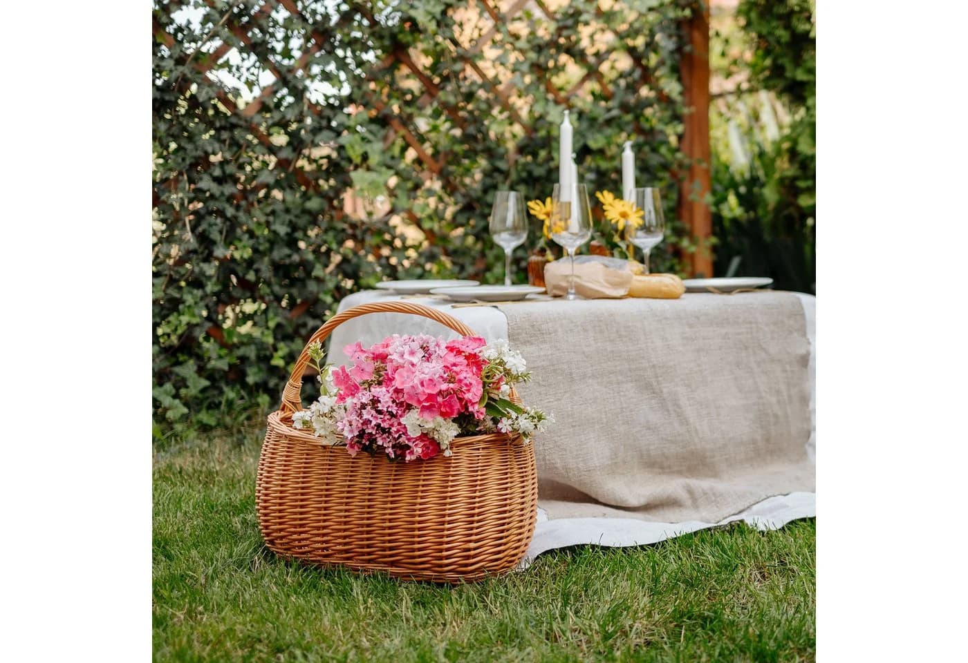 Creative Home Weidenkorb Einkaufskorb Natur mit Henkel