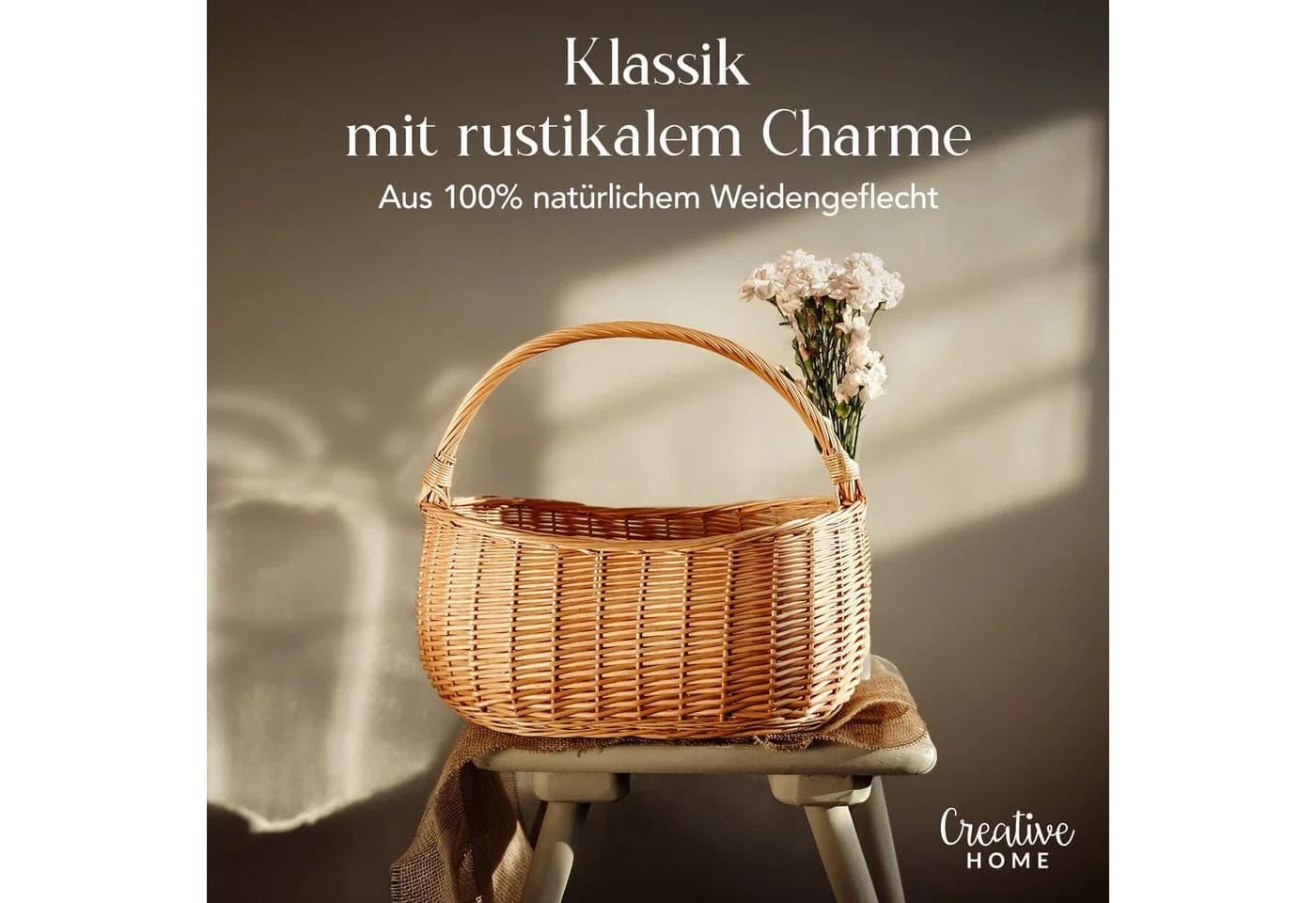 Creative Home Weidenkorb Einkaufskorb Natur mit Henkel - Bild 5