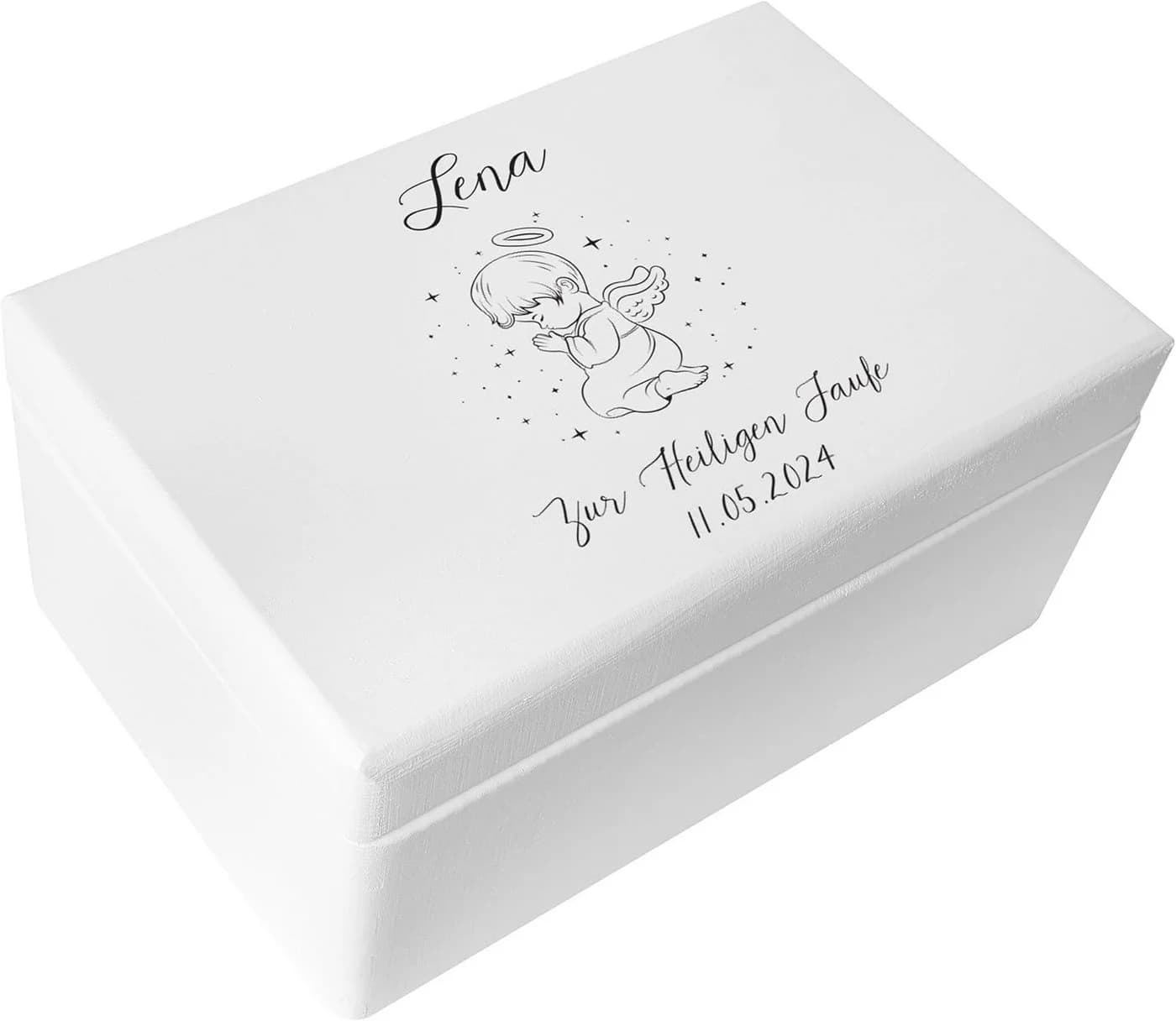 Creative Deco Holzkiste Taufe Geschenk Weiß Personalisierbar