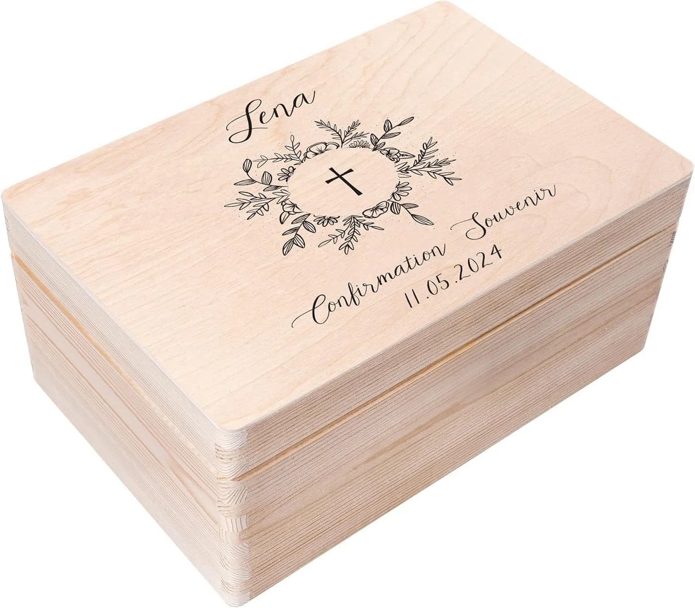 Creative Deco Holzkiste Kommunion Personalisierbar Natur