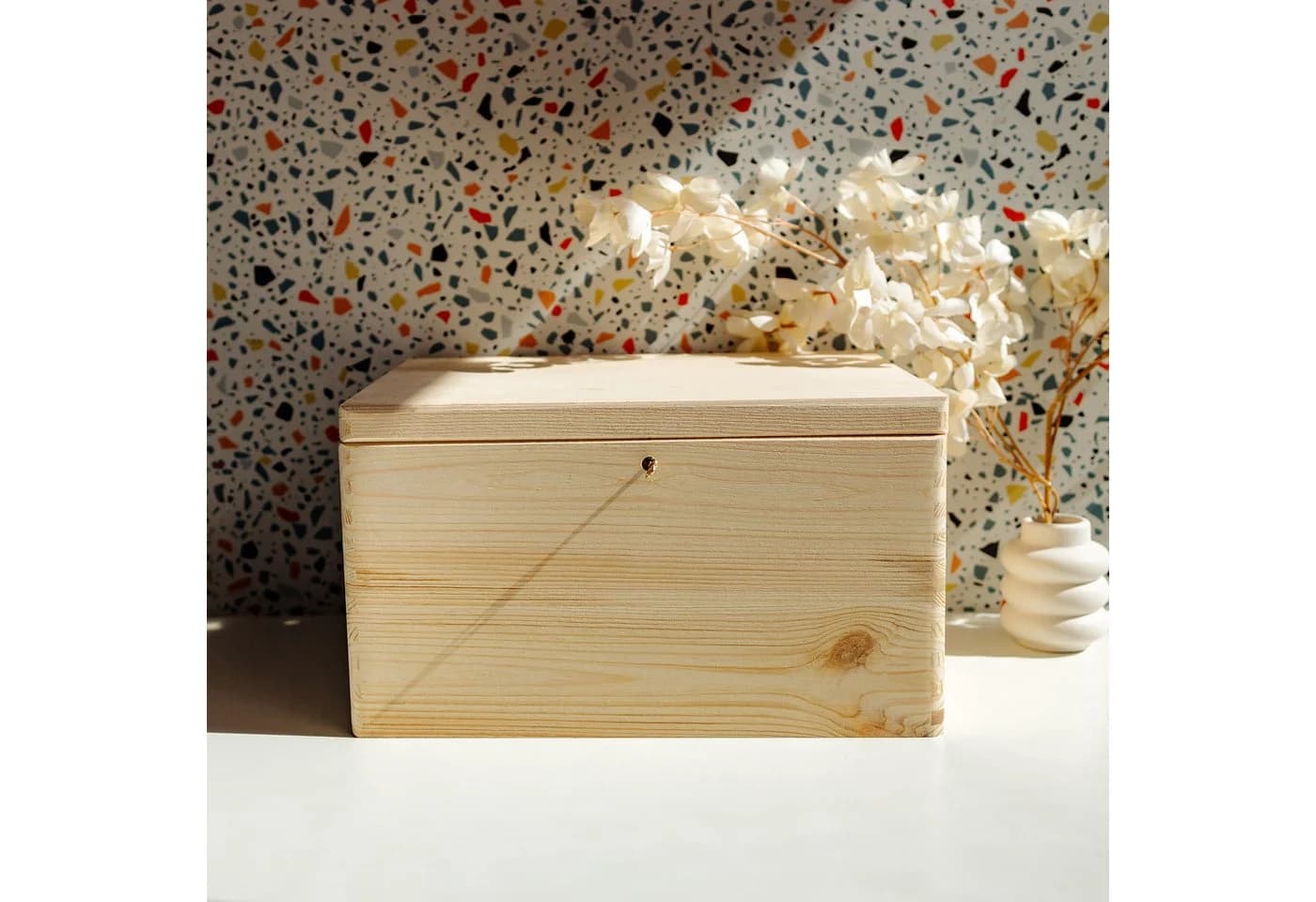Creative Deco Holzkiste mit Deckel & Schlüssel