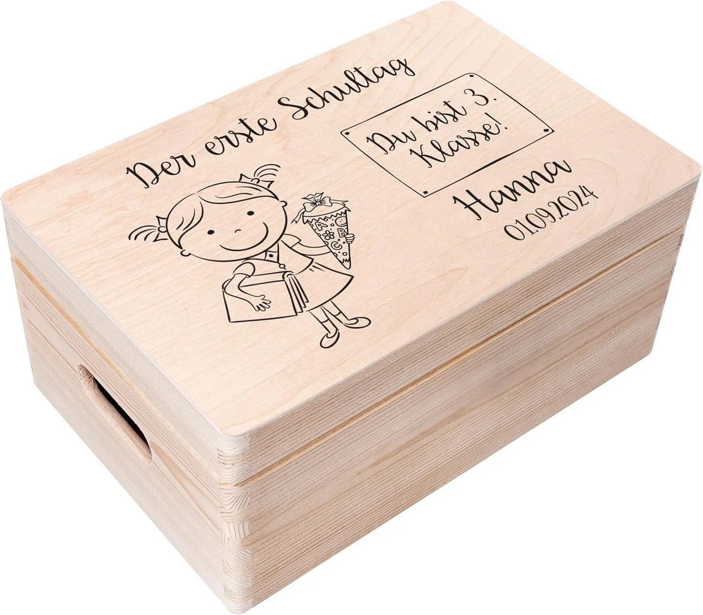 Creative Deco Holzkiste Einschulungsgeschenk Natur