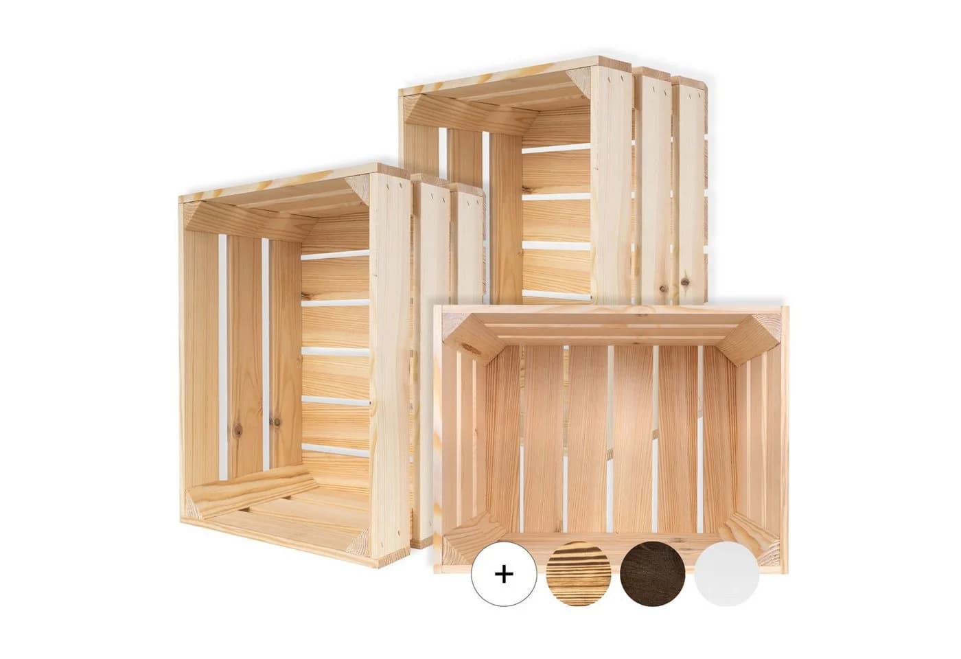 Creative Deco Holzkiste 3x Weinkisten Set Obstkiste Holz Natur - Bild 2