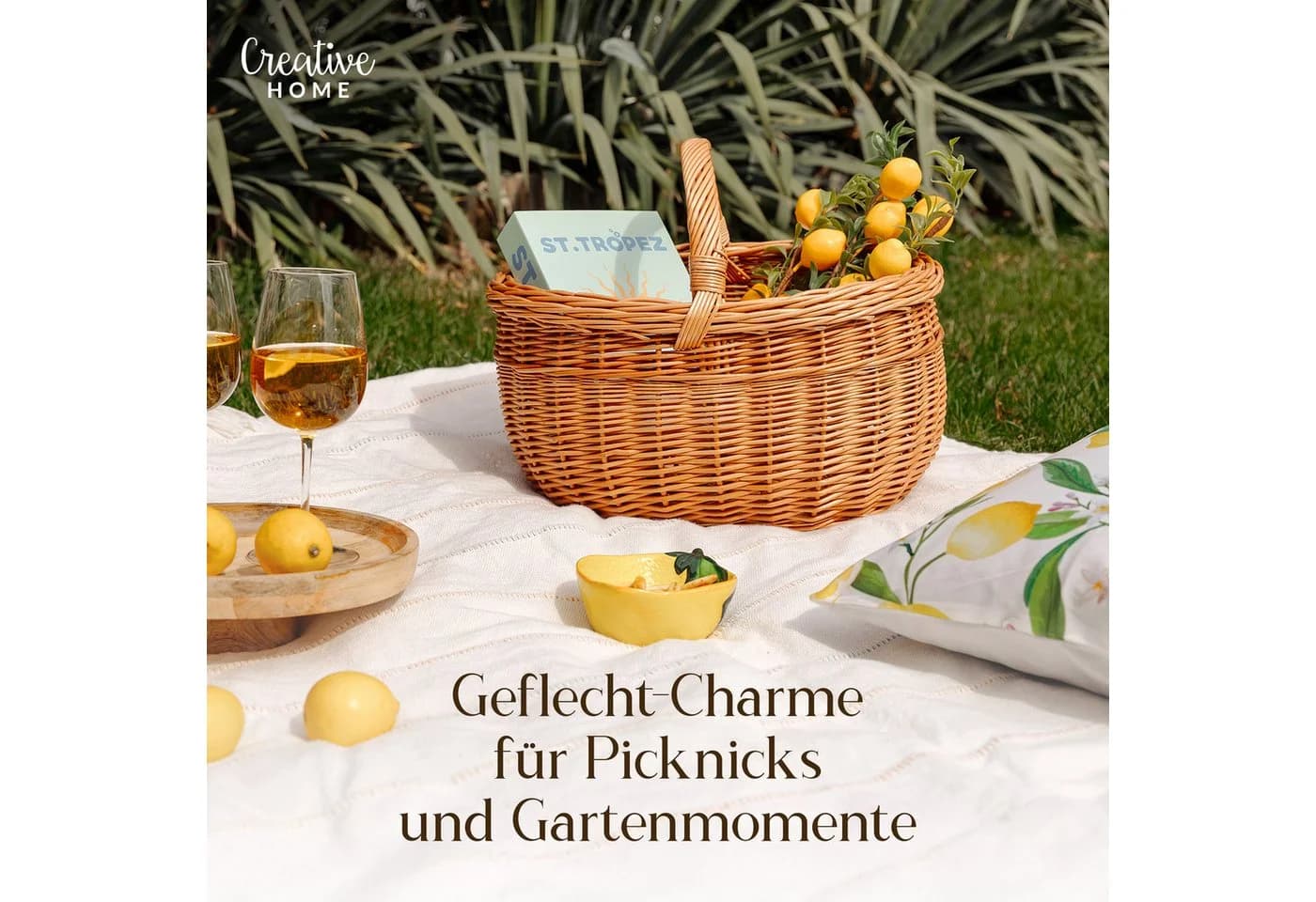 Creative Home Weidenkorb Picknickkorb Natur mit Henkel - Bild 3