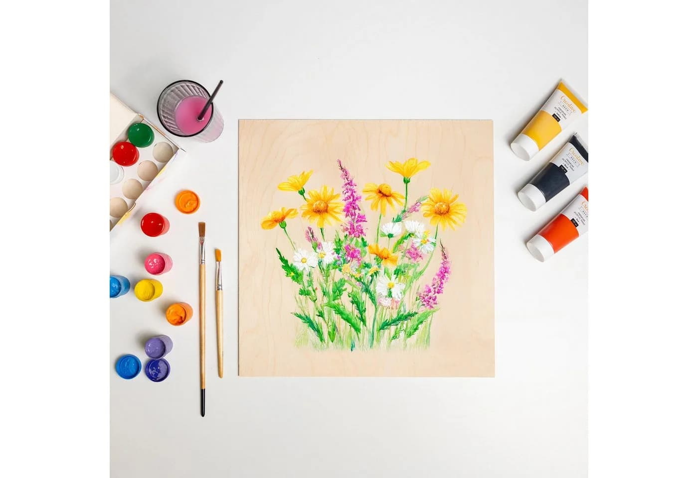 Creative Deco Bastelnaturmaterial Quadratische 3mm Sperrholzplatte 40x40 cm, 20-tlg