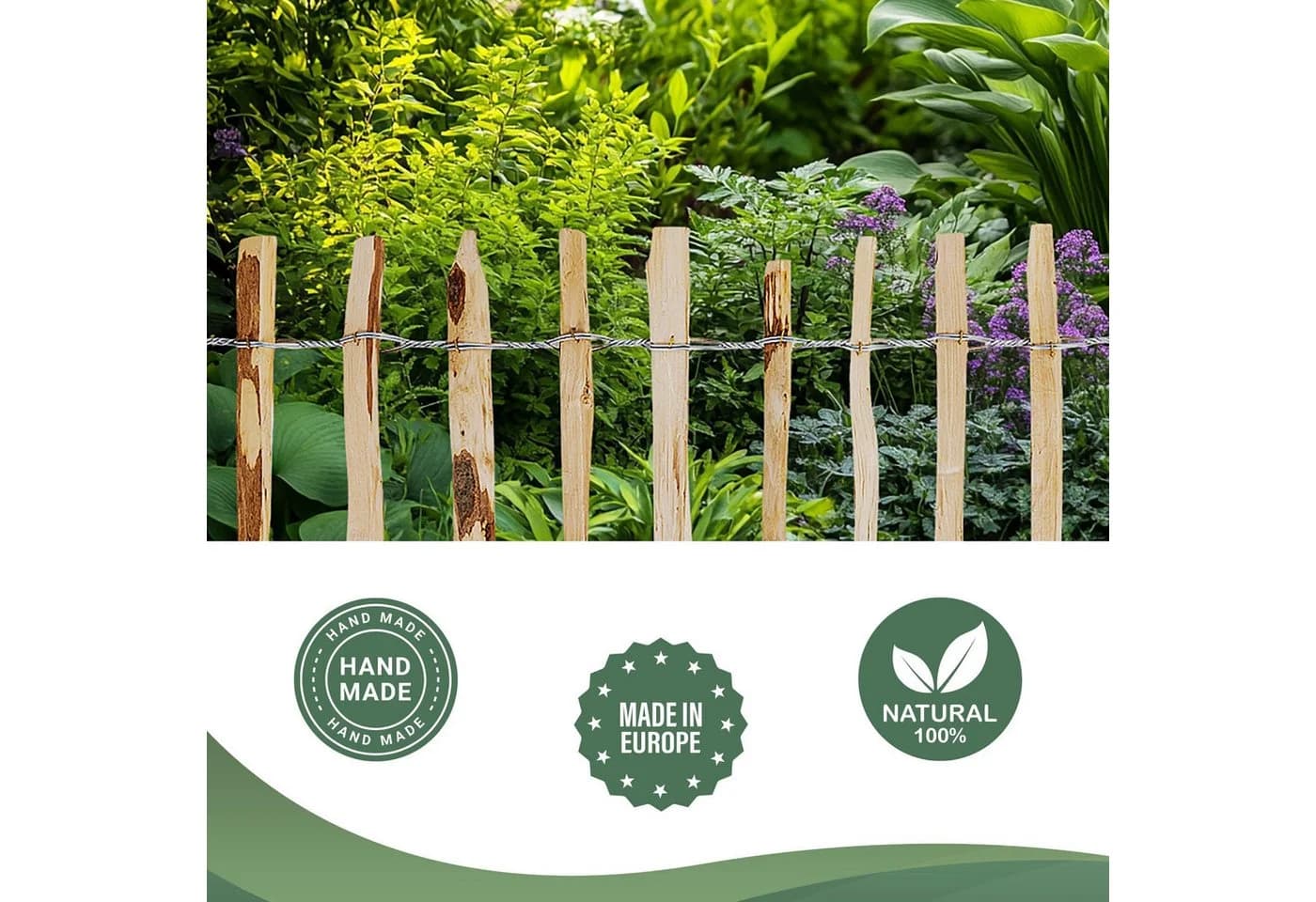 Creative Home Staketenzaun Haselnuss-Holz, Lattenabstand 3-5 cm, Gartenzaun - Bild 4