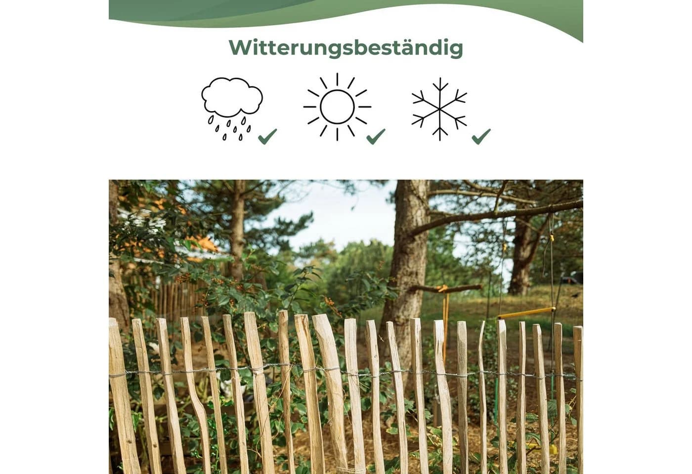 Creative Home Staketenzaun Haselnuss-Holz, Lattenabstand 3-5 cm, Gartenzaun - Bild 5