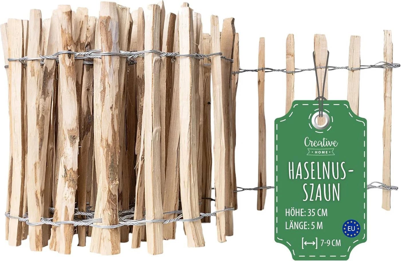 Creative Home Staketenzaun Haselnuss-Holz 7-9 cm Lattenabstand