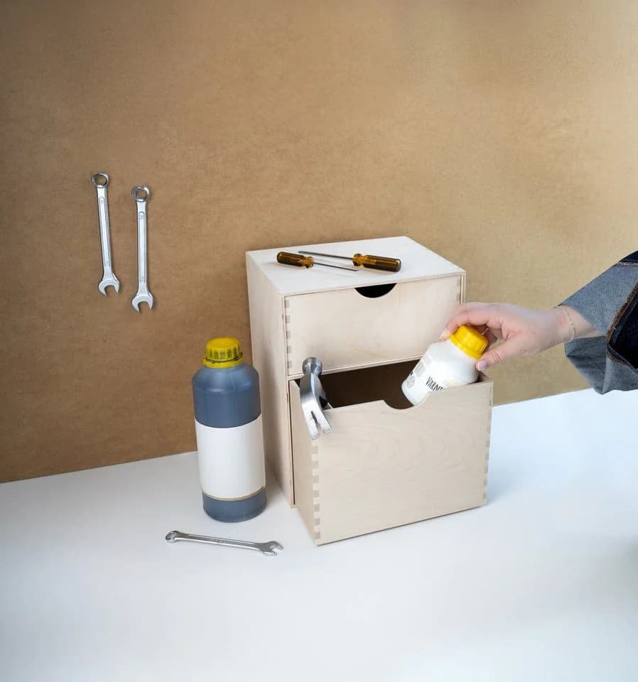 Creative Deco Schubladenbox Mini-Kommode 2-tlg. Birkensperrholz