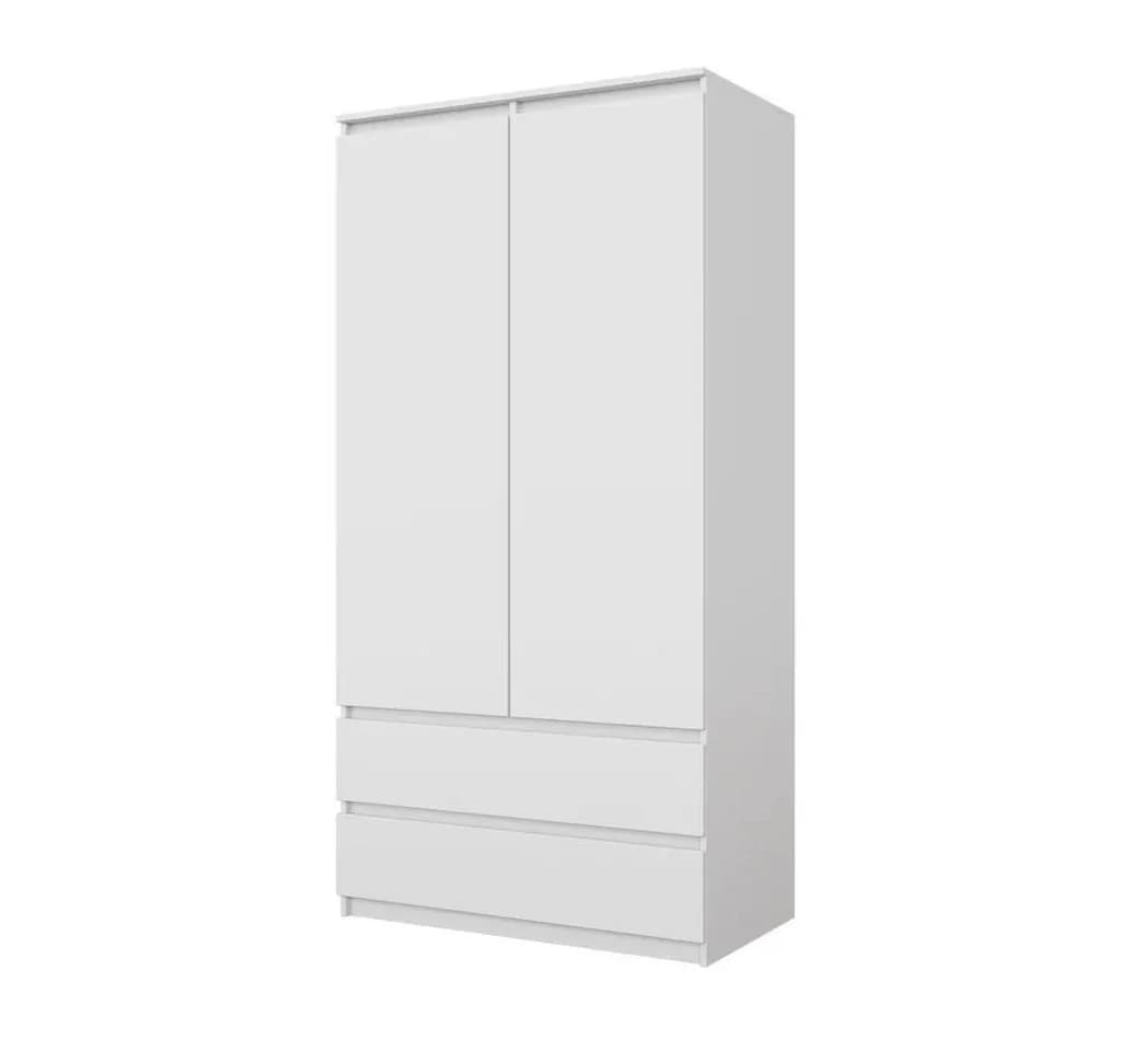Furnica Kleiderschrank weiß matt mit 2 Türen und 2 Schubladen