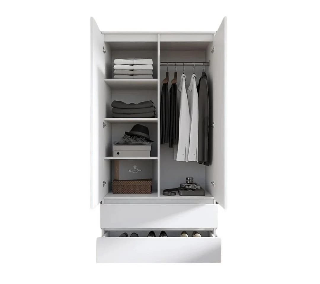 Furnica Kleiderschrank weiß matt mit 2 Türen und 2 Schubladen - Bild 2