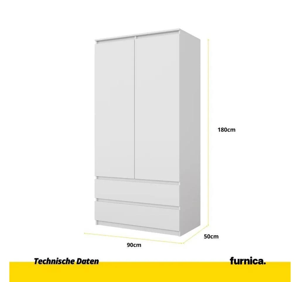 Furnica Kleiderschrank weiß matt mit 2 Türen und 2 Schubladen - Bild 3