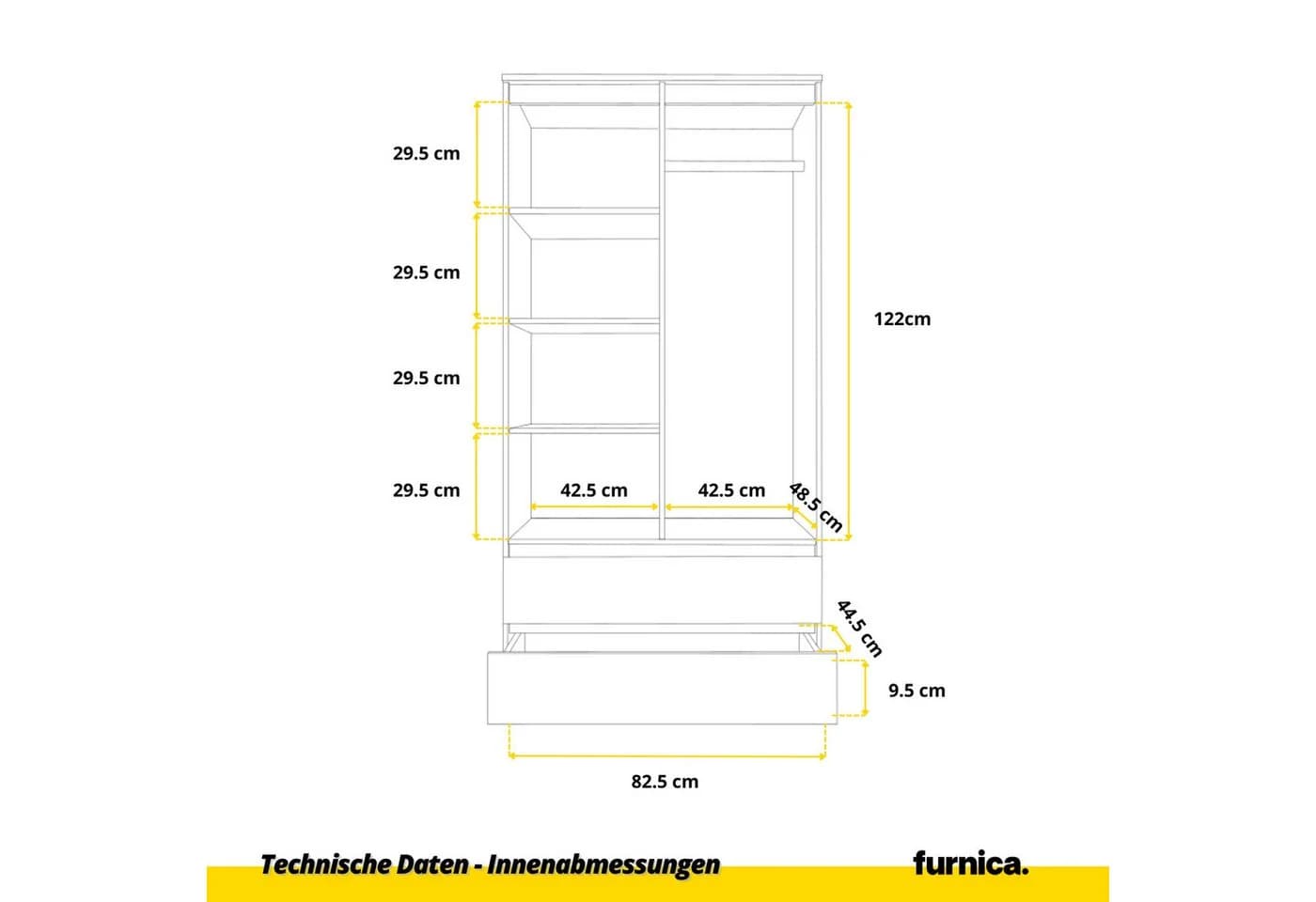 Furnica Kleiderschrank weiß matt mit 2 Türen und 2 Schubladen - Bild 5