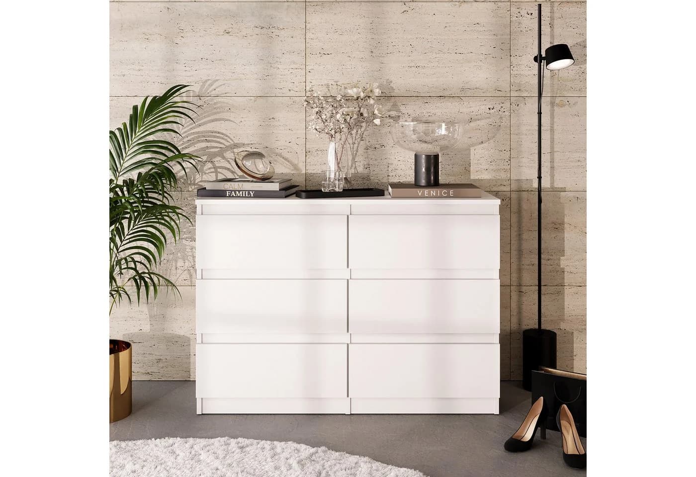Furnica Kommode 6 Schubladen Weiß Matt Modernes Sideboard