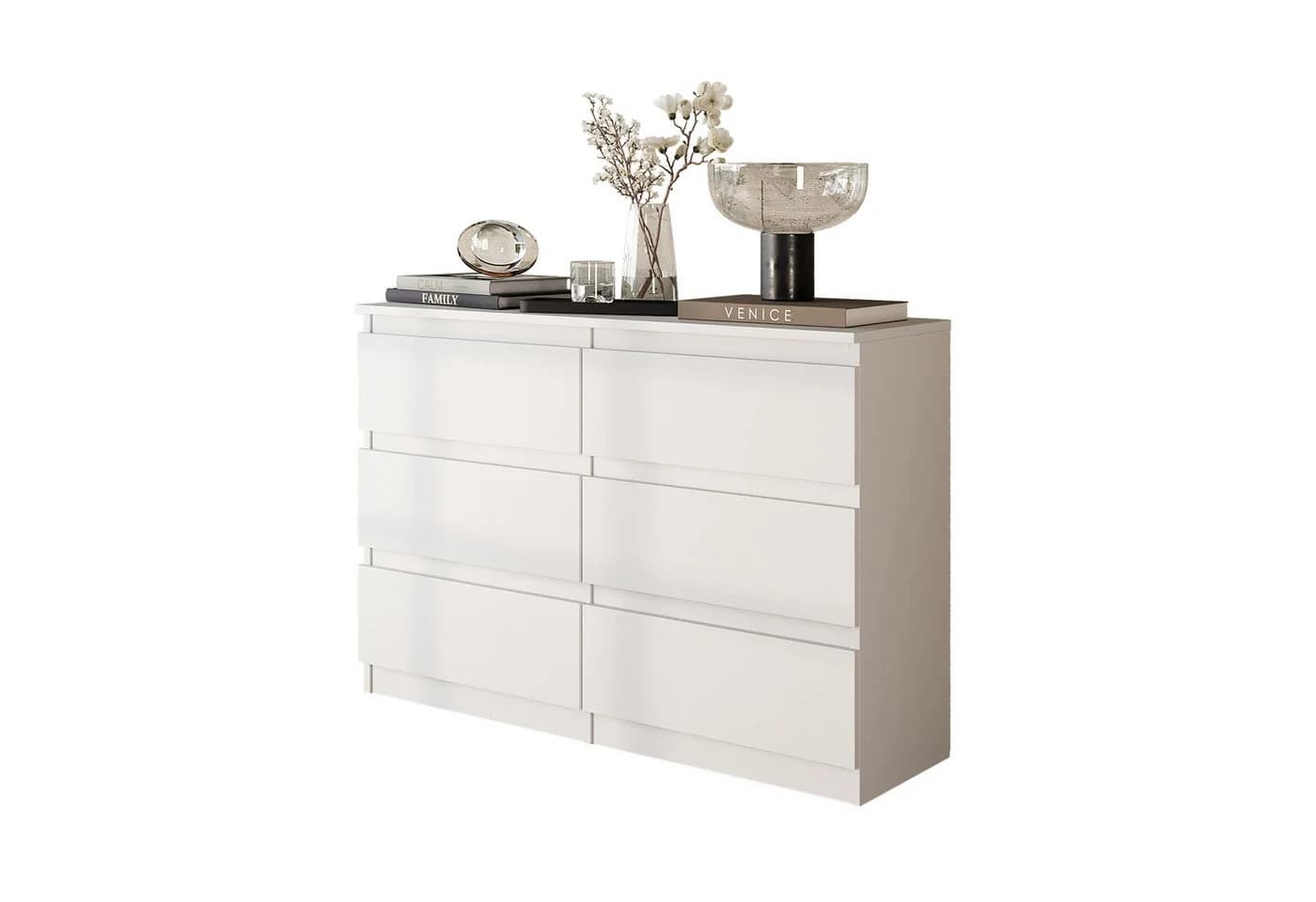 Furnica Kommode 6 Schubladen Weiß Matt Modernes Sideboard - Bild 2