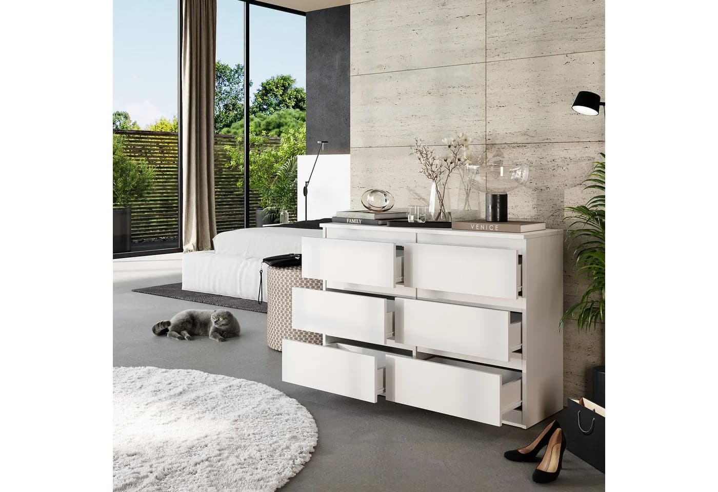 Furnica Kommode 6 Schubladen Weiß Matt Modernes Sideboard - Bild 3