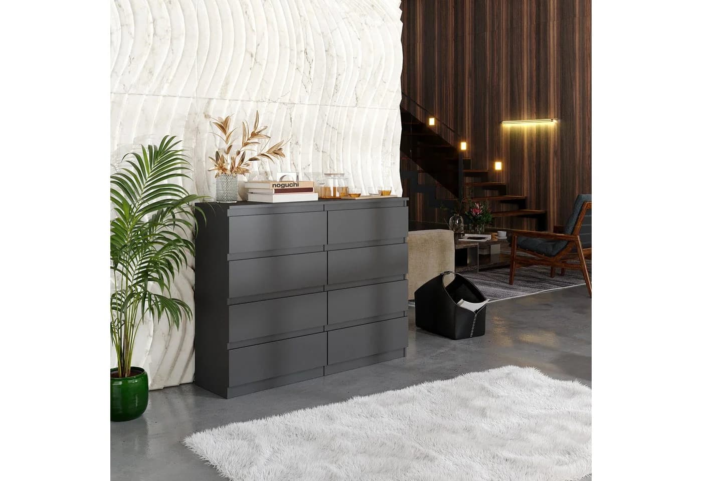 Furnica Kommode Sideboard 8 Schubladen Anthrazit Grau - Bild 3