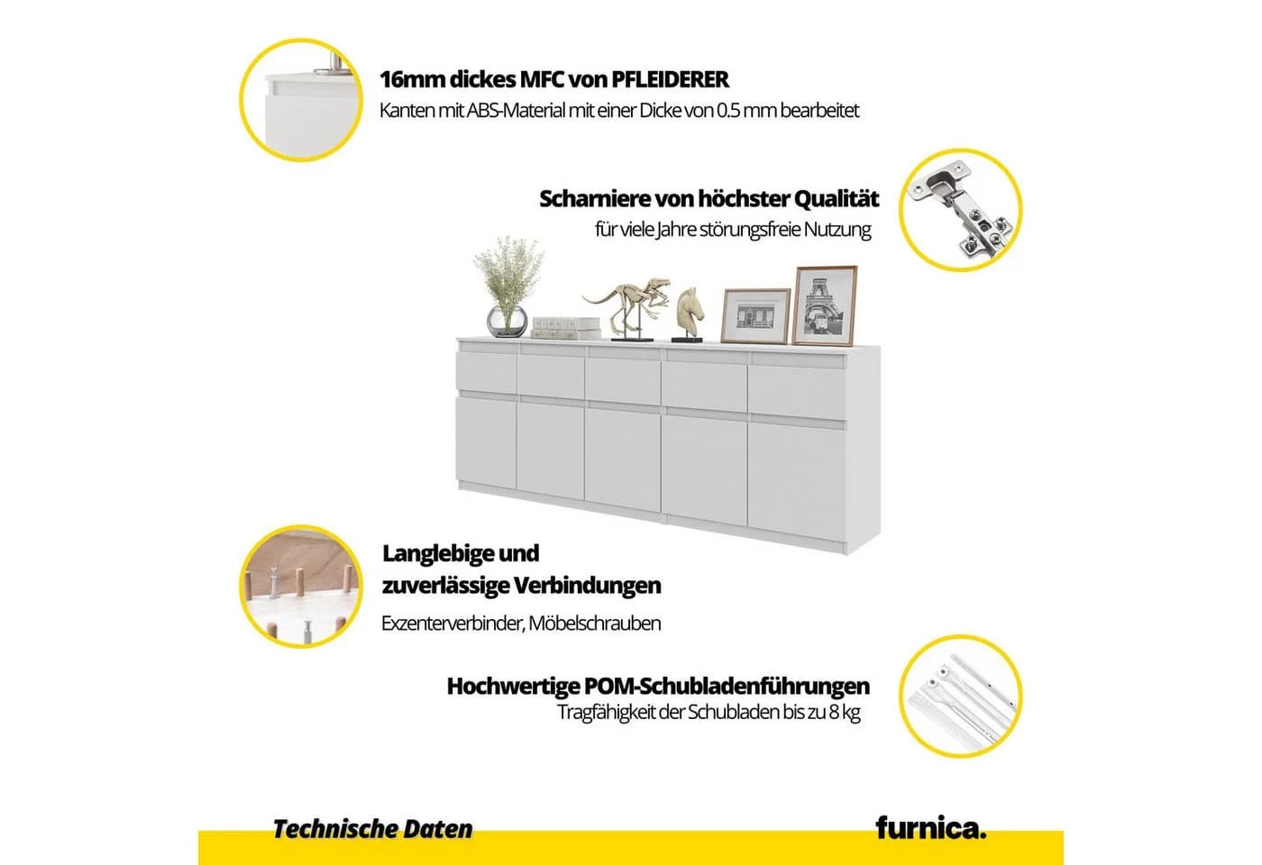 Furnica Kommode NOAH 5 Schubladen 5 Türen Anthrazit Grau - Bild 5