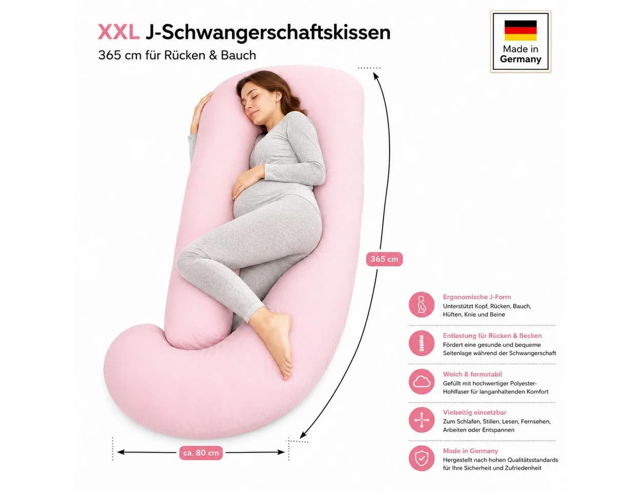 NEXGEN Luxus J-Schwangerschaftskissen XXL 365 cm Silber