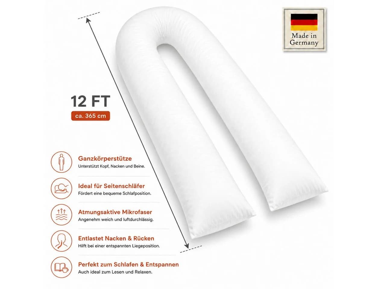 NEXGEN Luxus U-förmiges Schwangerschaftskissen 12 ft Braune Baumwolle - Bild 3