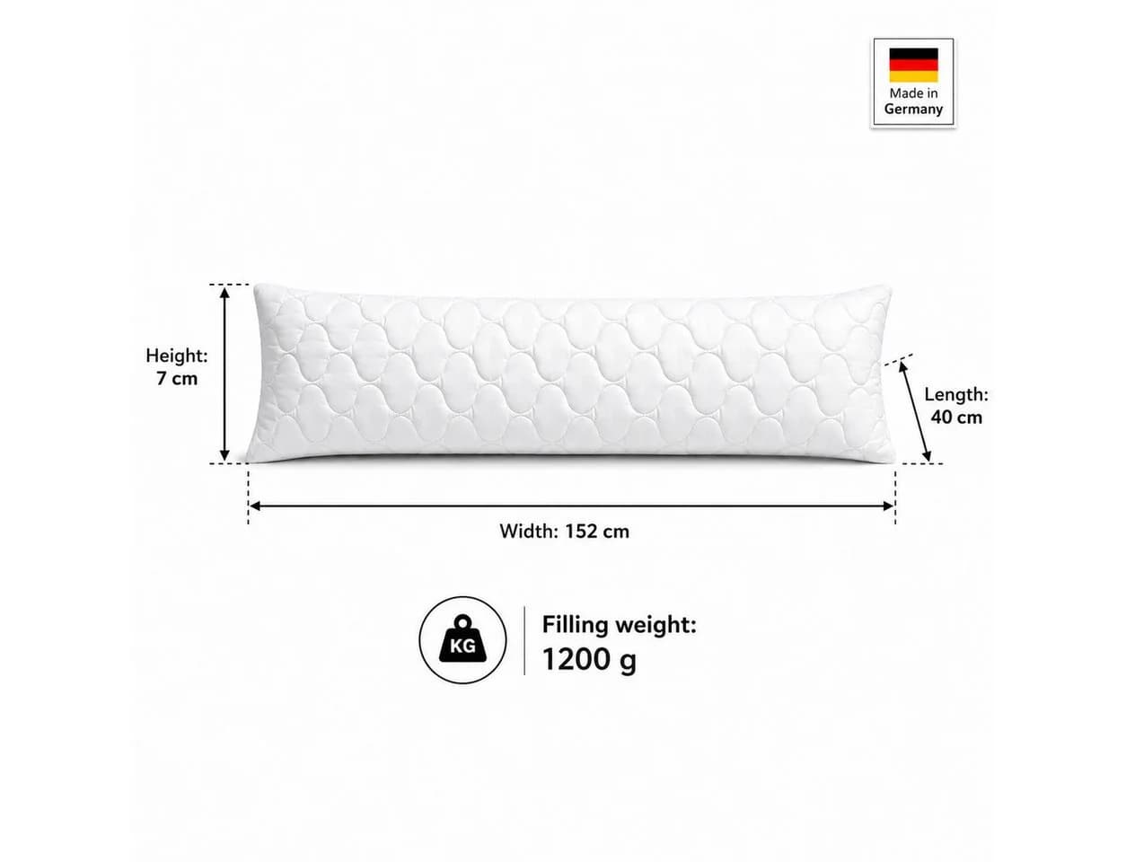 NEXGEN Luxus Steppkissen 152x40 cm Baumwolle Hypoallergen