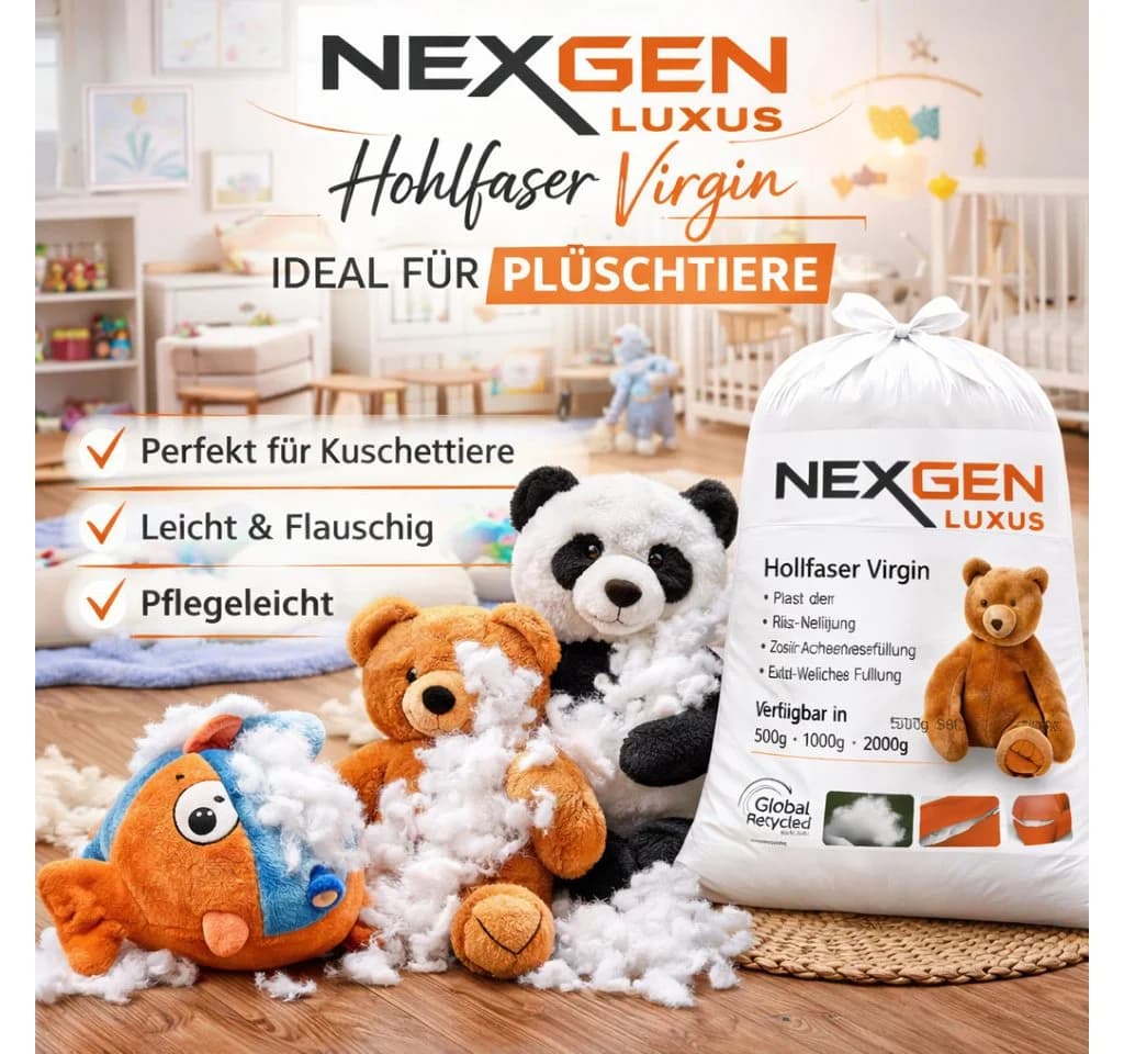 NEXGEN Luxus Kissenfüllung Polyester Hohlfaser Weiß Premium Füllwatte - Bild 4