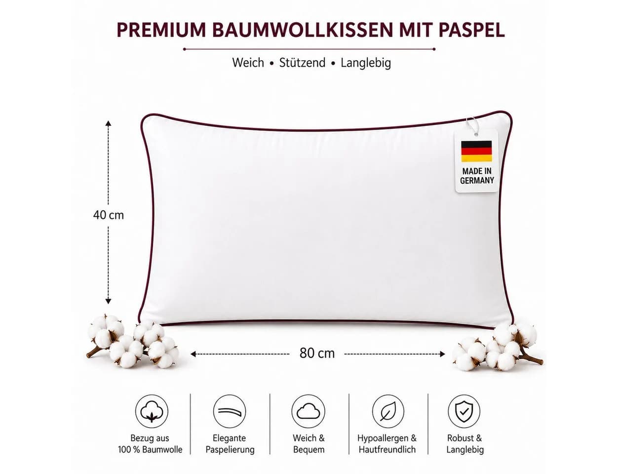NEXGEN Luxus Baumwollkissen Premium Füllung Hotelqualität