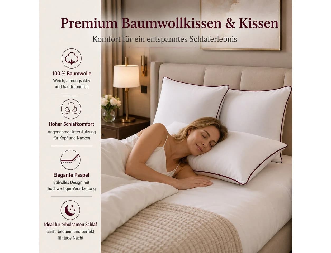 NEXGEN Luxus Baumwollkissen Premium Füllung Hotelqualität - Bild 3